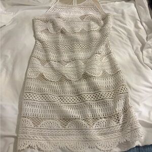 White House Black Market Cream Crochet Lace Mini Dress